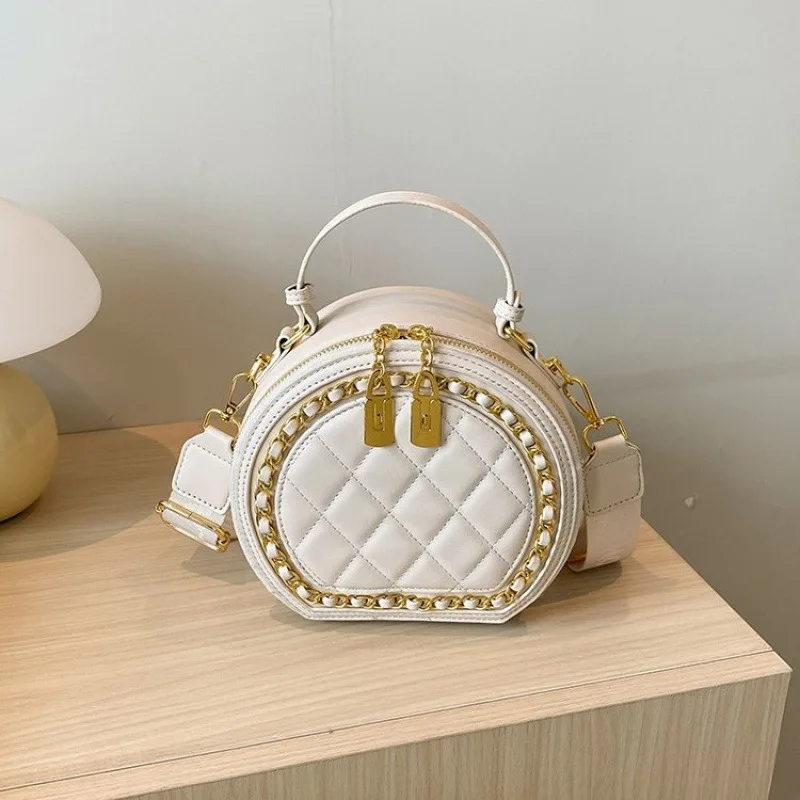

2025 Quilted Circle Bag - Stylish Round Box Purse for Women, Versatile Shoulder & Crossbody Handbag