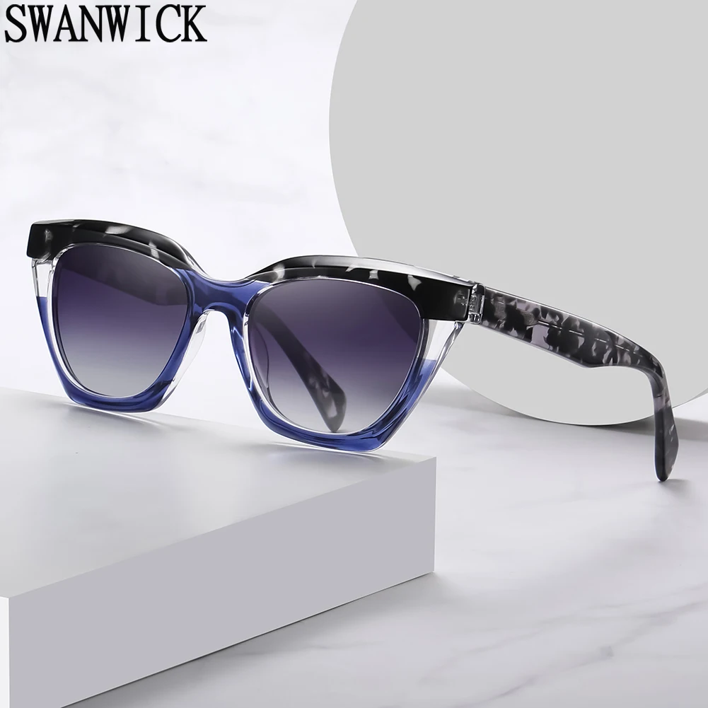 

Swanwick acetate polarized sunglasses fashion women TR90 ladies sun glasses cat eye UV400 brown black 2024 summer accessories