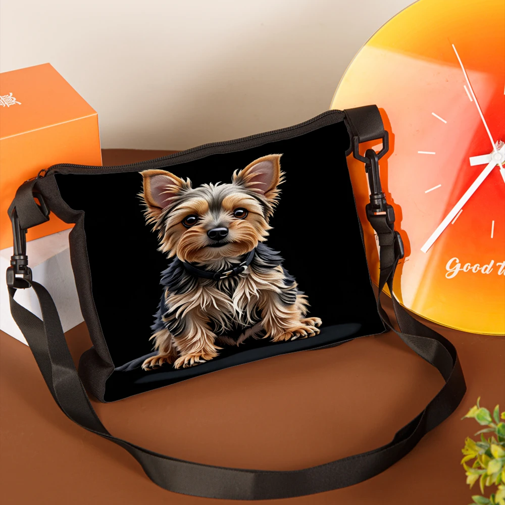 1pc Yorkie Dog Print Crossbody Bag Black Pet Animal Pattern Shoulder Bags For Women And Girls Casual Daily Use Travel Shopping C