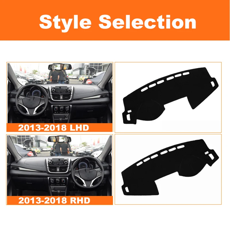 Car dashboard Avoid light pad Instrument platform desk cover Mats Carpets Anti-UV LHD For Toyota YARIS L 2014 2015 Accessories