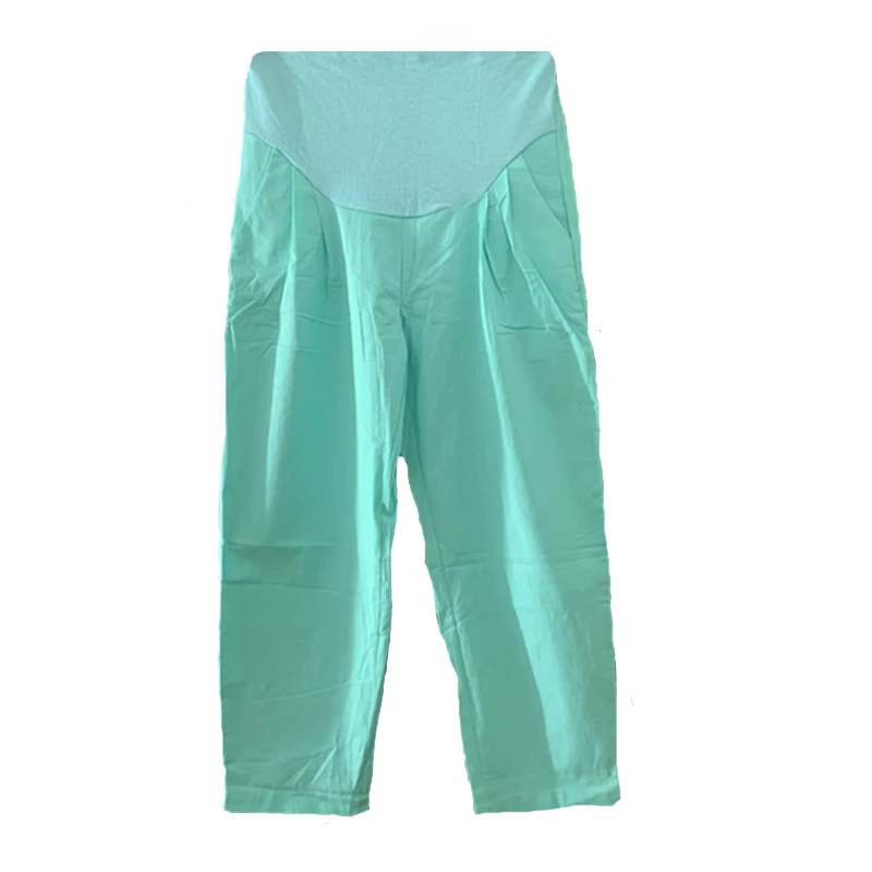 Pantalones verdes de verano para mujer embarazada, ropa de maternidad de Color caramelo, pantalones de vientre de cintura alta para embarazo, ropa