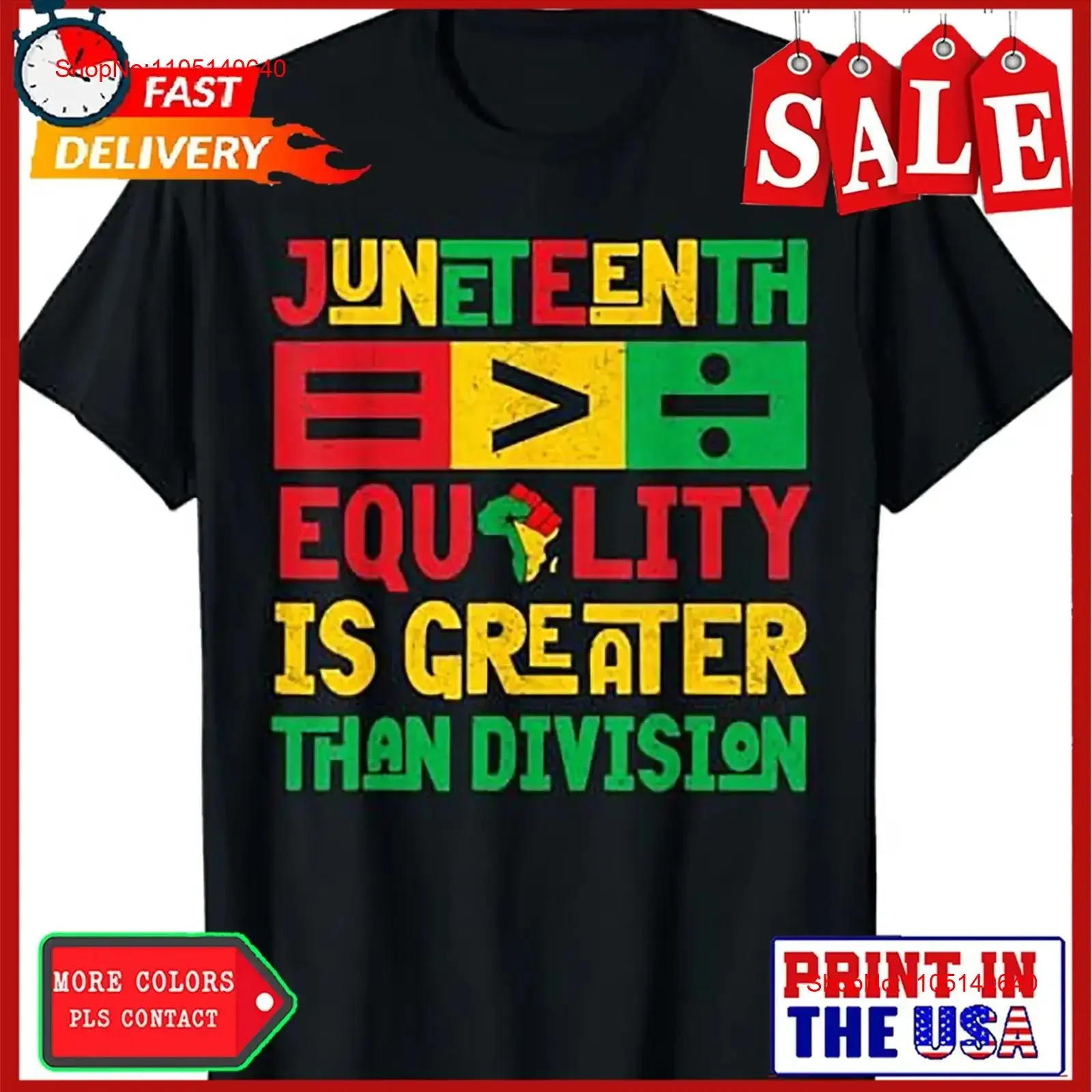 

Juneteenth Equality Greater Than Division African T Shirt vintage Washed graphic Breathable Casual streetwear Slightly