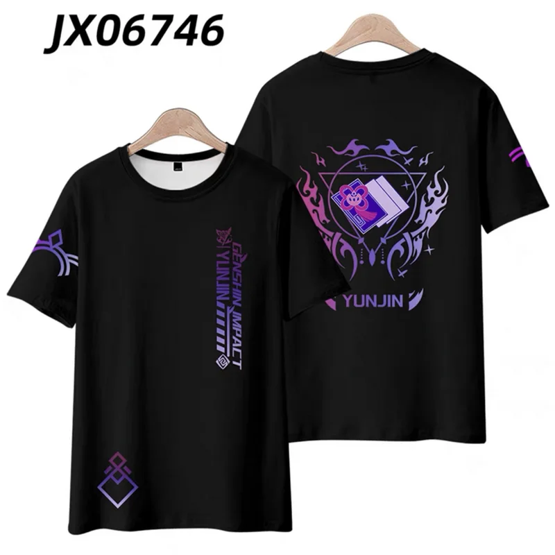 Genshin Impact Yun Jin 3D Printing T-shirt Summer Fashion Round Neck Short Sleeve Popular Game Streetwear Plus Size