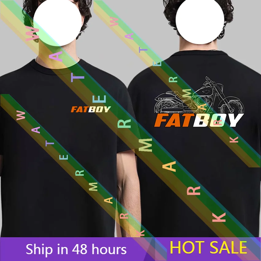 

2025 Summer Men T Shirt Casual FLFBS Fat Boy 114 2018-2024 T-shirt Motorcycle Graphic Summer Short Sleeves Breathable Cool Tee