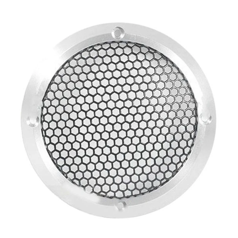 Aluminum Car Tweeter Speaker Grill Cover Full Metal Mesh Grille For Audio Enhancement 3.5Inch Silver