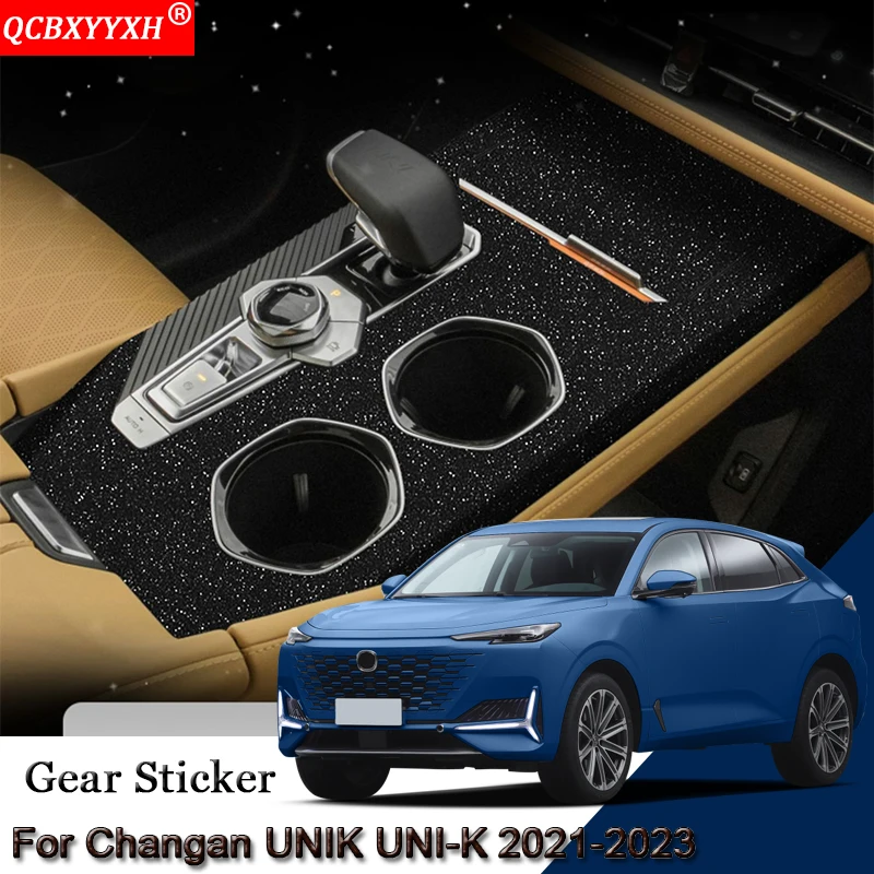 Car Interior Sticker For Changan UNIK UNI-K 2021-2024 Car Gear Panel Sticker Gear Box Protective Film Carbon Fiber Black Film