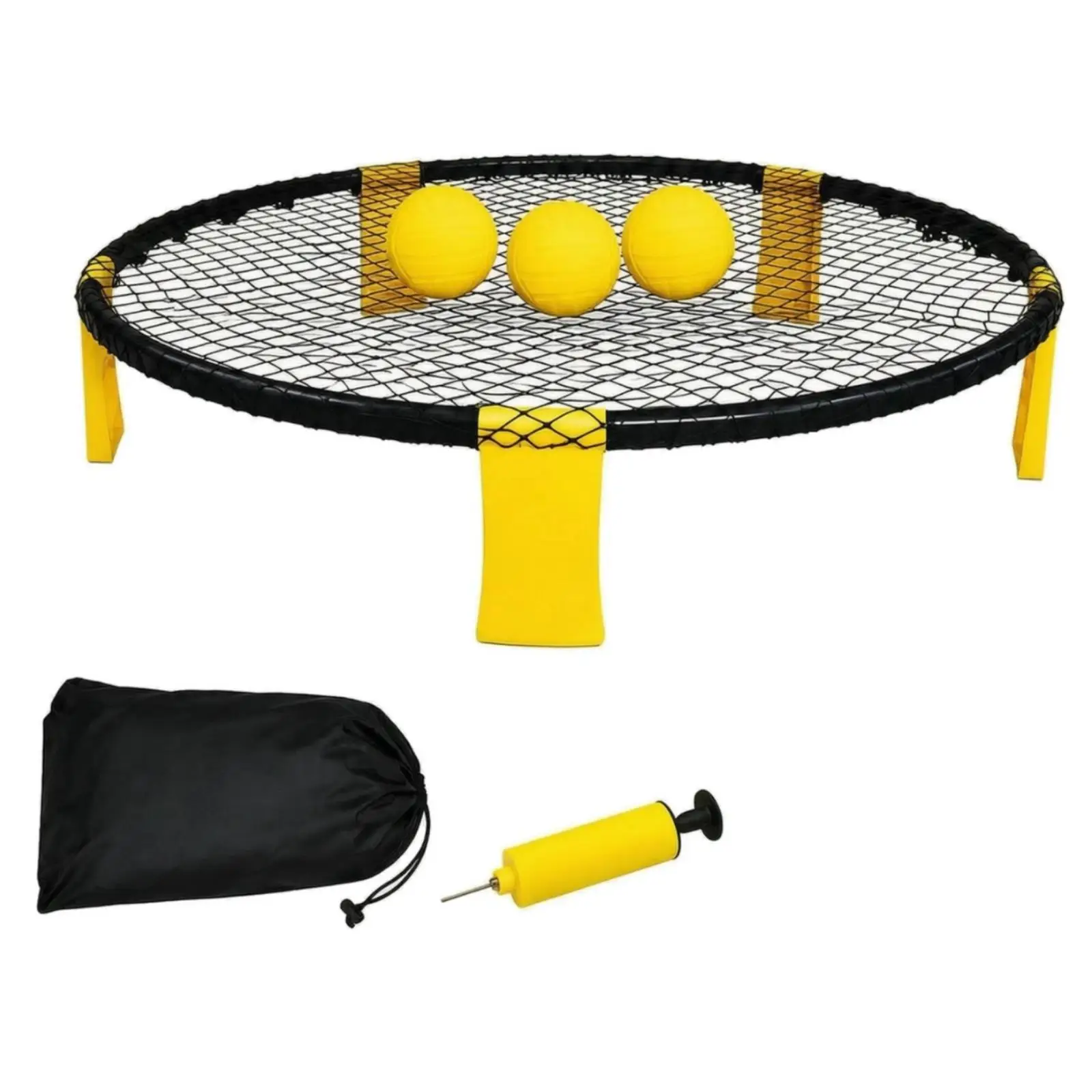 Elastic Volleyball Net Game Set with Hand Pump and 3 Balls for Group Outdoor Activities