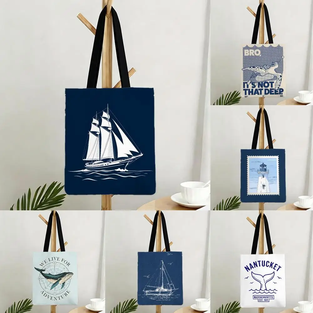 1 sea nature Ocean element 1 Storage Bags Bags Series Print Bag Lightweight Shoulder Daily Shopping Bags