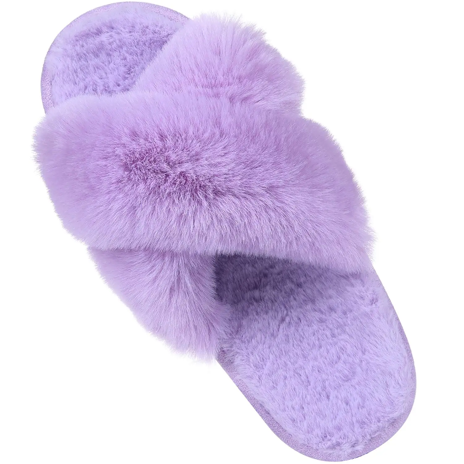 Pallene Open Toe Warm Slippers For Women Fluffy Fuzzy Soft Comfort Slides Fashion Cute Female Bedroom Slippers Indoor House Shoe