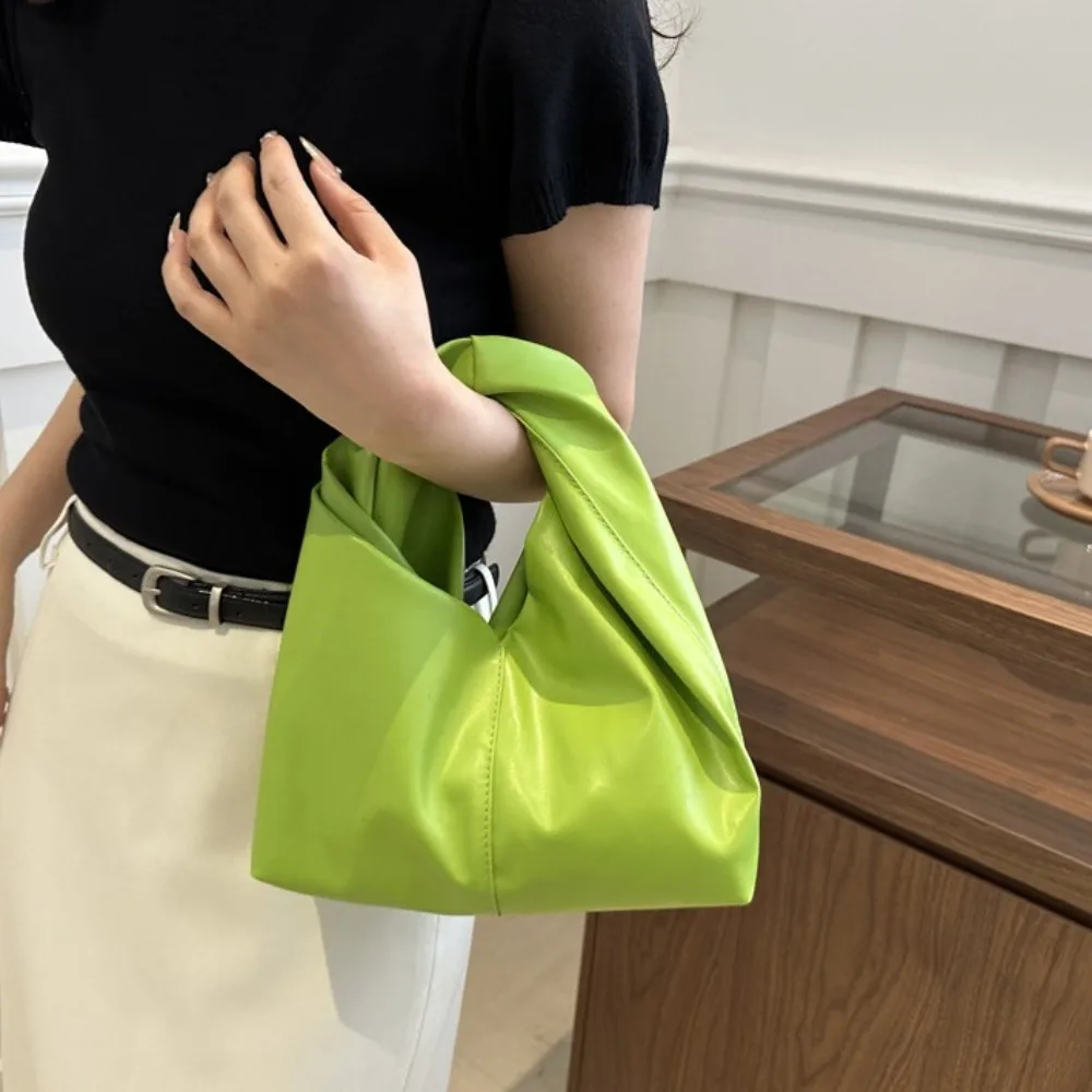 2024 New PU Leather Tote Bags for Women Luxury Niche Design Hobo Bag Women Handbag Simple Pleated Stylish Clutch Bag