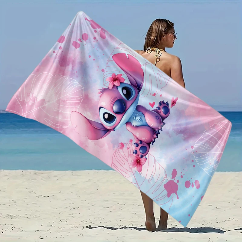 

Stitch Theme Beach Towel Ultra-Fine Fiber Lightweight & Quick-Dry for Hawaii Beach Party Easter Travel Swimming Quickdry Fabric