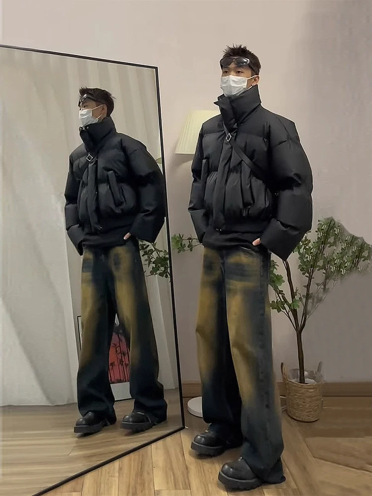 

American Retro Cleanfit ort Thiened Cotton Jaet Men's Winter Stand Collar down Jaet High Street Cotton Outerwear