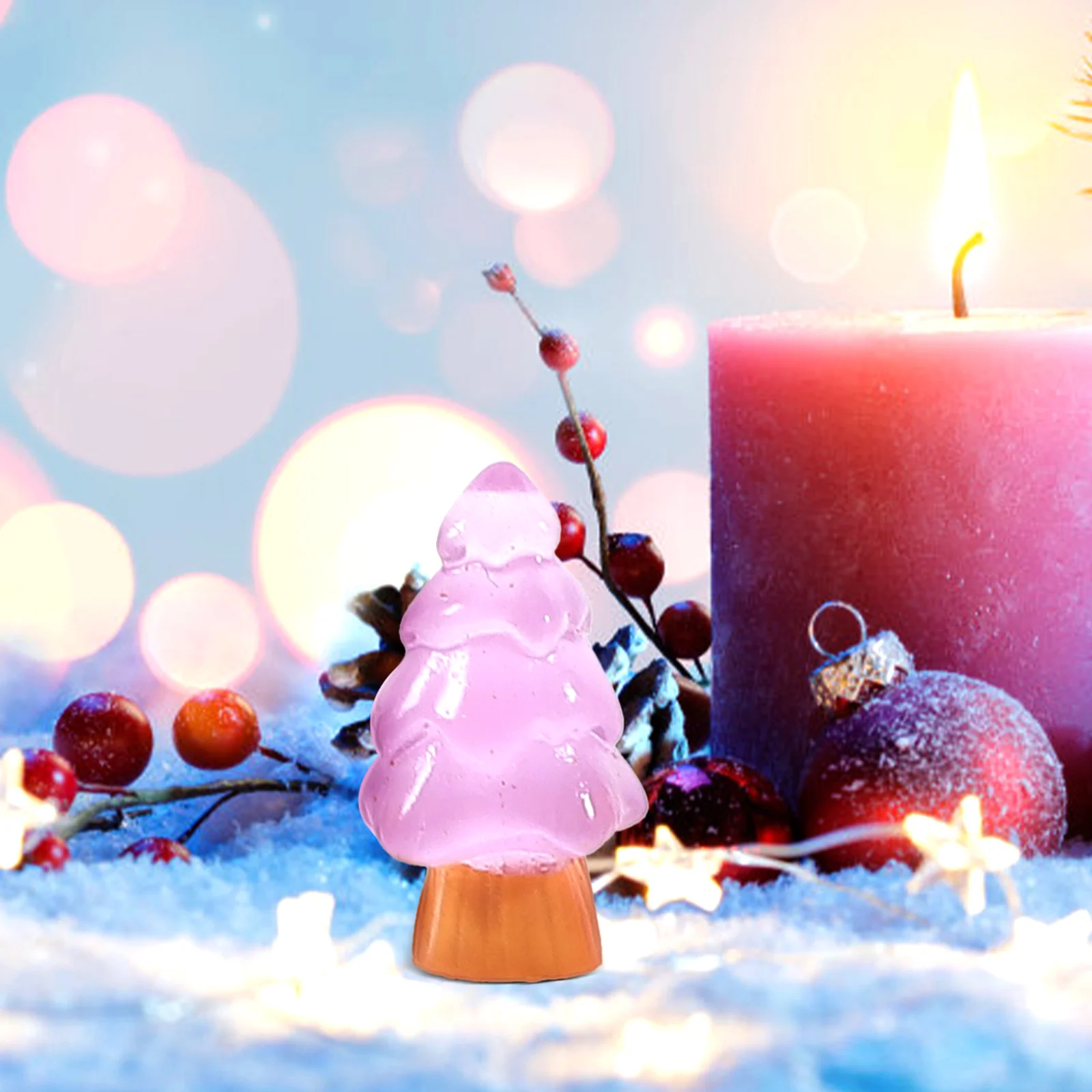 

8 Pcs Christmas Table Decoration Luminous Small Ornaments Decorative Tabletop Trees Desktop Miniature Figurines Merry