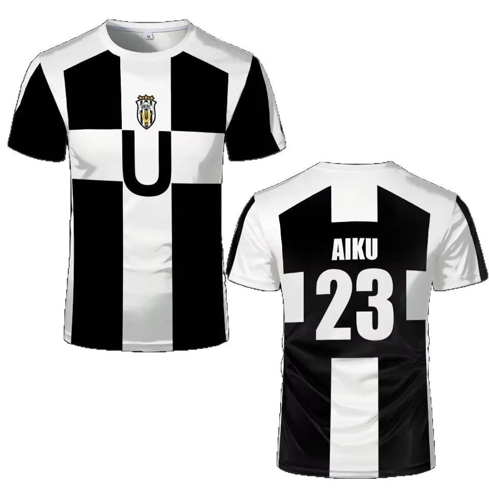 Summer Five Person Pattern VL Replika Anime Uber Blue Lock Full Print Men Tshirt Cosplay Football Jersey Futsal Pattern Tee