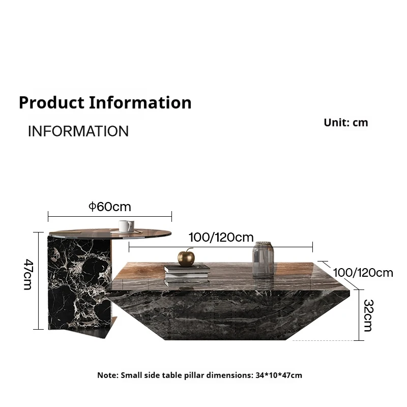 Italian Luxury Mobile Nesting Tables, Venetian Brown Marble & Side Table Set, Heat&Scratch Resistant, Master Design, Customize.