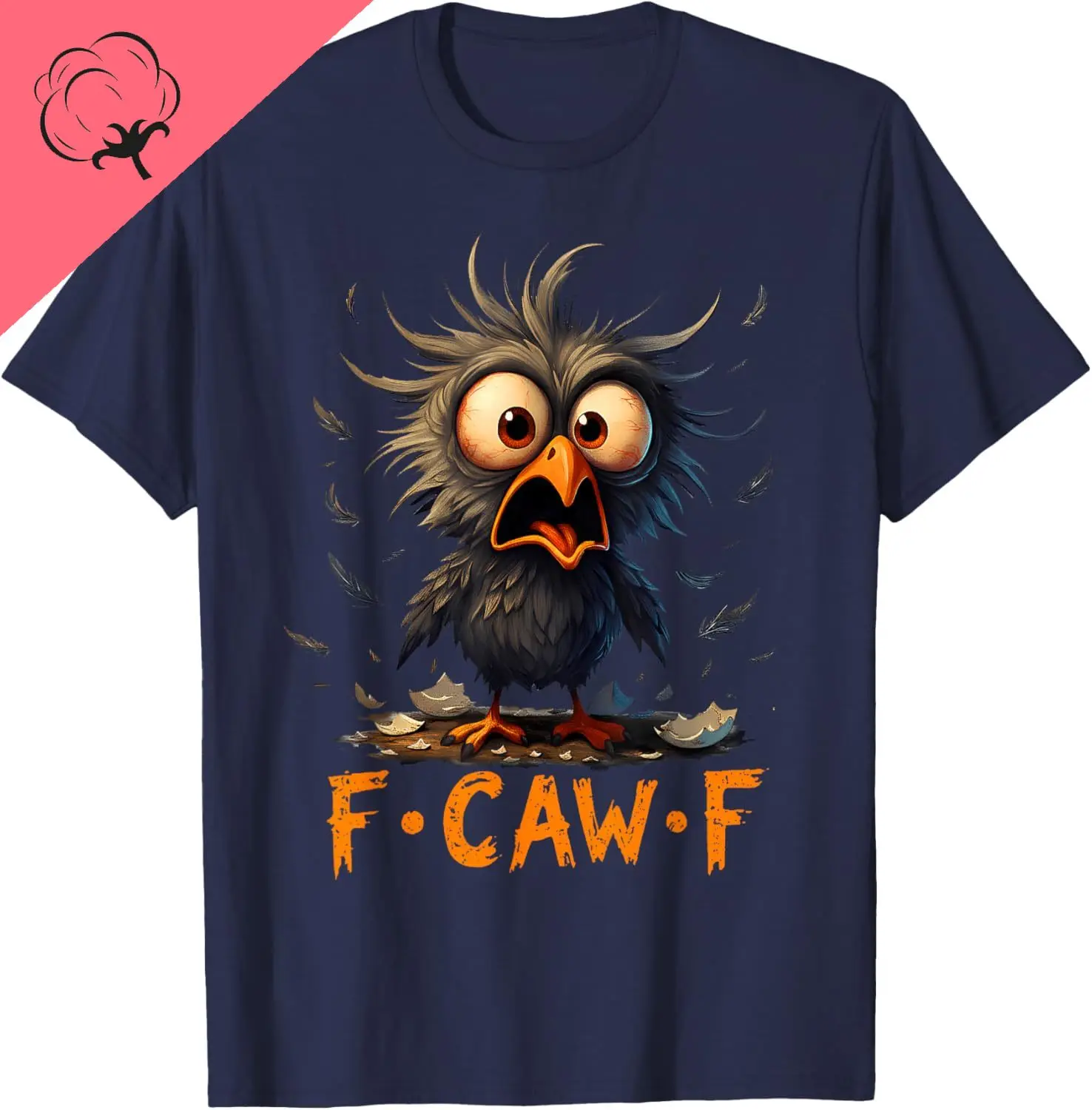 Funny F-Caw-F Black Crow FCawF Humor Quote Bird Meme T-Shirt Breathable and Comfortable Cotton Men's T-shirts