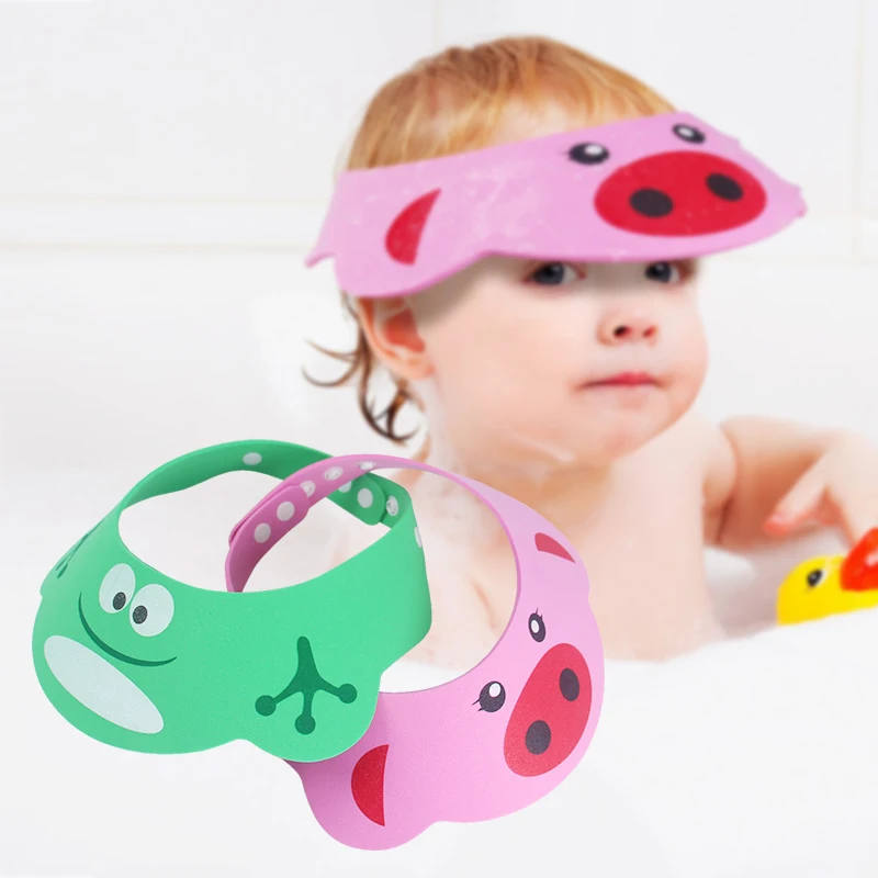 2 Pcs Baby Shower Cap Safety Eye Protection Ear Protection Lightweight Cute Cartoon Baby Bath Protective Cap Shampoo Bath Care