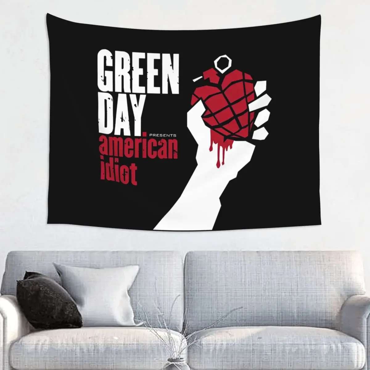 Green Day Punk Tapestry Wall Hanging Hippie Fabric Tapestry American Idiot Albuum Bohemian Decoration Room Decor 95x73cm