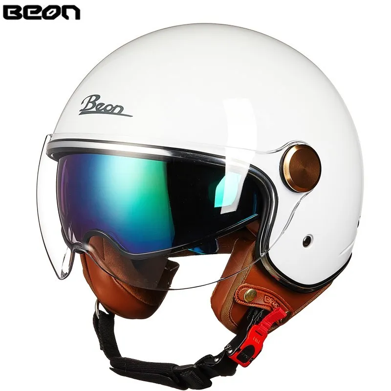 

BEON Retro Motorcycle Helmet Four Seasons Universal Double Lens Half Helmet Summer Men and Women