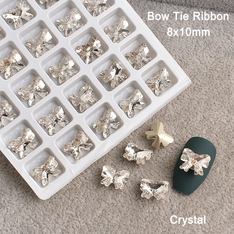 大蝶弓リボンネイルアートラインストーン尖底クリスタルガラス蝶マニキュア DIY アクセサリー