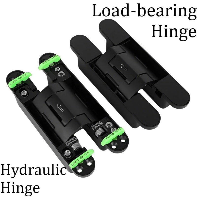 black-hydraulic-door-hinges-2d-adjustable-heavy-duty-silent-soft-closing-type-concealed-hinges-zinc-alloy-furniture-hardware