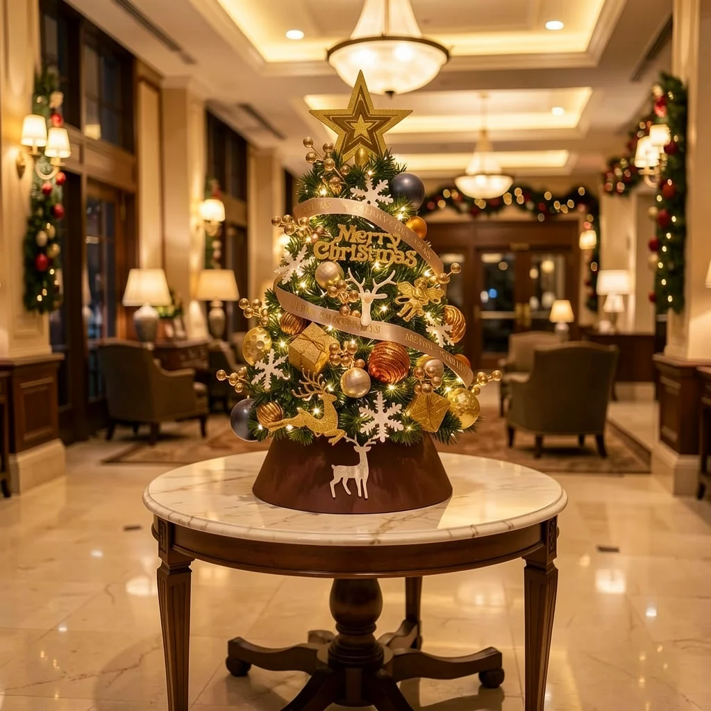 Christmas Tree Decoration Brown Tabletop Christmas Tree Plastic Christmas Tree Decoration Green For Office Reception Area Desk