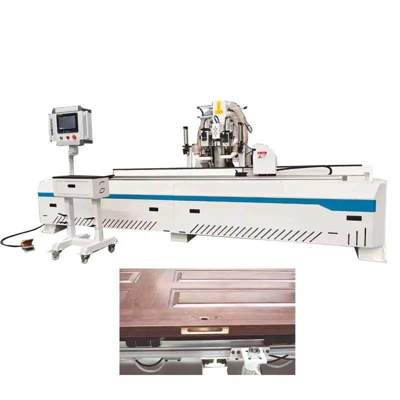 Automatic Wood CNC Door Lo ck Hole Drilling Hinge Boring Machine for Door Lo ck Hinge Hole Mortising Drilling Machine