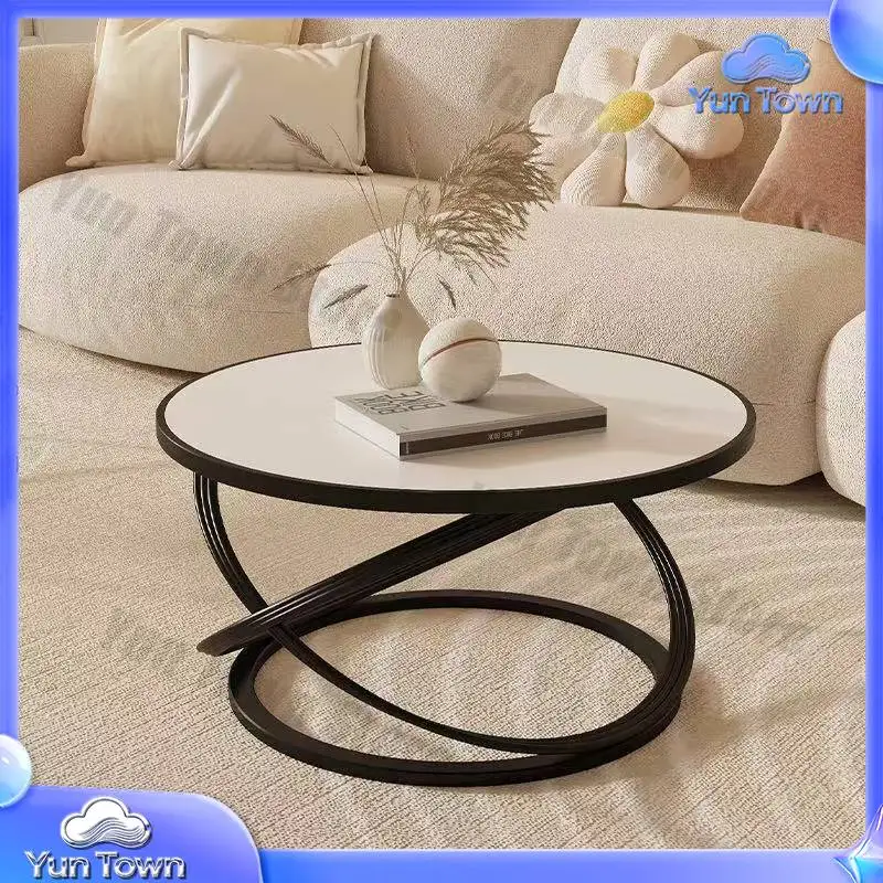 Factory Direct Luxury Iron Art Thickened Corner Table Small Size Nightstand For Balcony Or Tea Table Premium Rock Slab Design