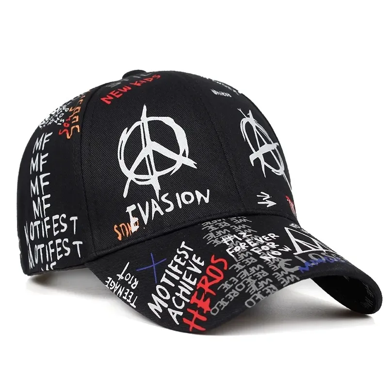 Fashion Graffiti Baseball Cap Men Hip Hop Rock Snapback Hat Summer Sunscreen Adjustable Trucker Hats Men Outdoor Travel Golf Cap