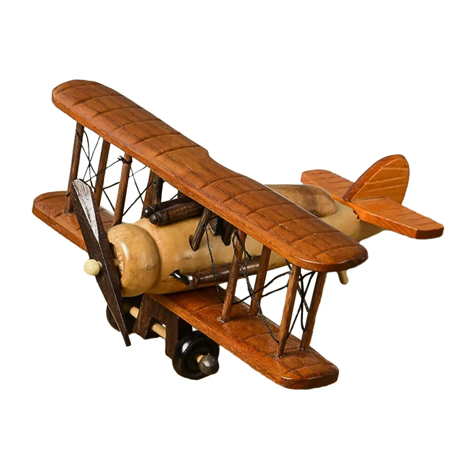 Collectible Plane Small Wooden Biplane Ornament for Study Livingroom Parties