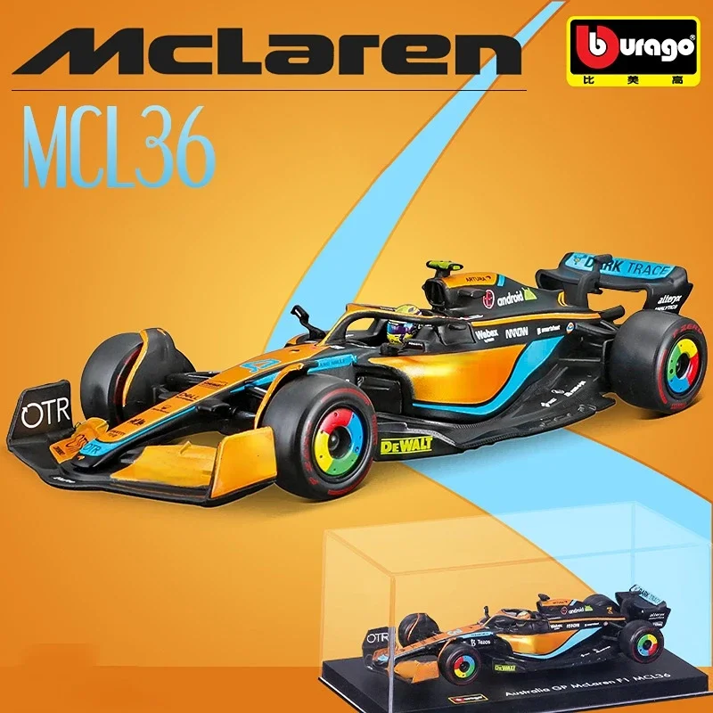 Bburago 1:43 2022 F1 McLaren MCL36 #3 Daniel Ricciardo #4 Lando Norris Alloy Luxury Vehicle Diecast Cars Model Toys Christmas