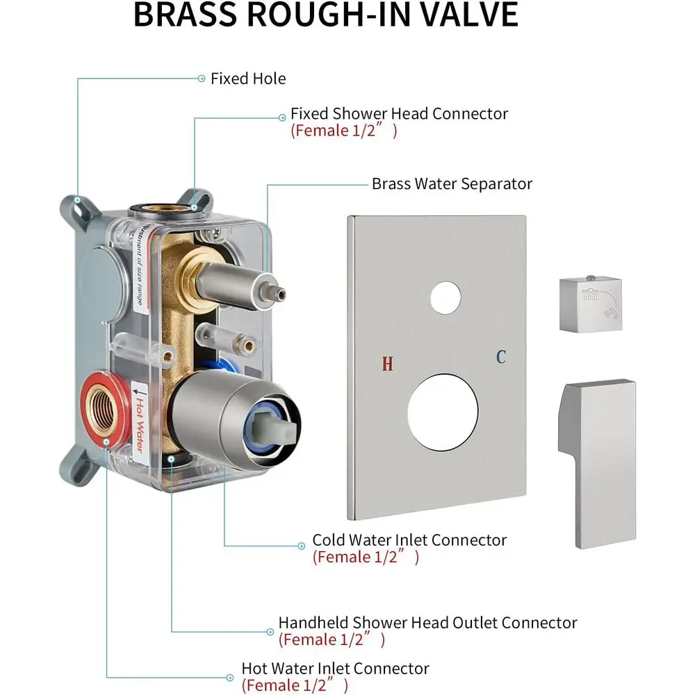 8 نظام دش مطري من النيكل المصقول برأس مربع وبخاخ محمول 2 في 1 #5