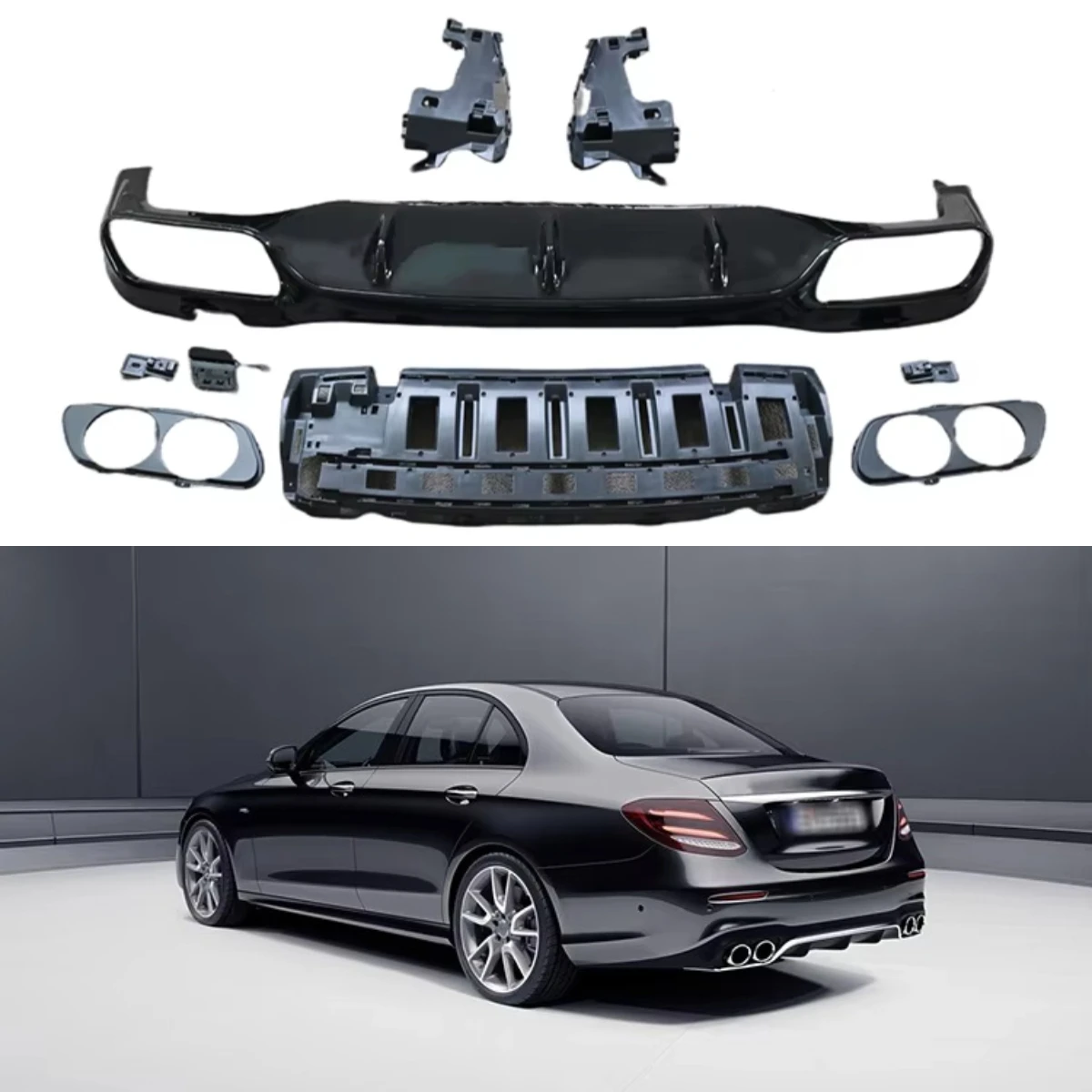 

High Quality E53 Style Auto Rear Bumper Body Parts Rear Diffuser for W213 Sedan 2017+