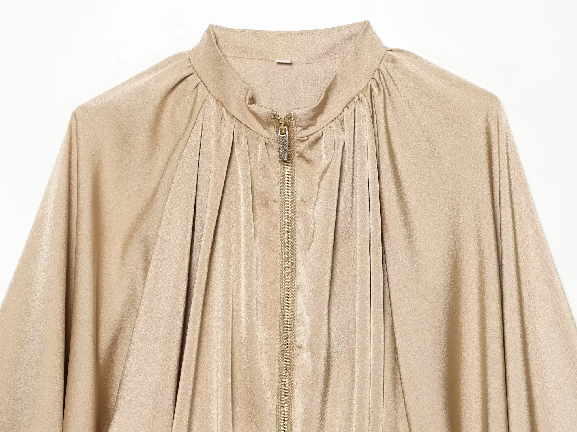 KONDALA Damen Casual Satin Bomberjacke Trendige High-Street Reißverschlussjacke Neu 2026 Frühherbst Elegante Schicke Puffärmel-Jacke – Detail 5