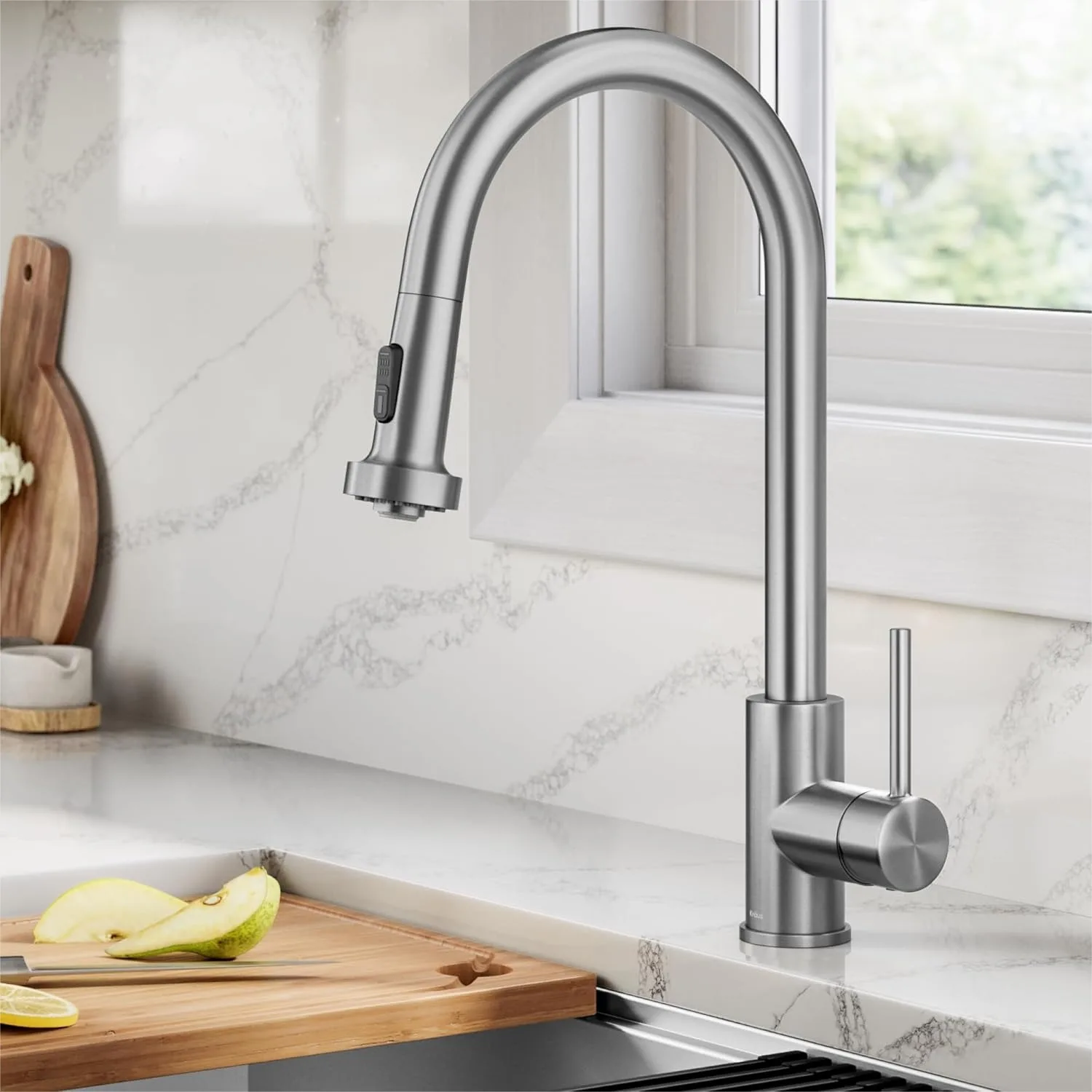 

Pull Down Kitchen Faucet with Spot-Free Finish, 2-Function Sprayer, High Arc Design
