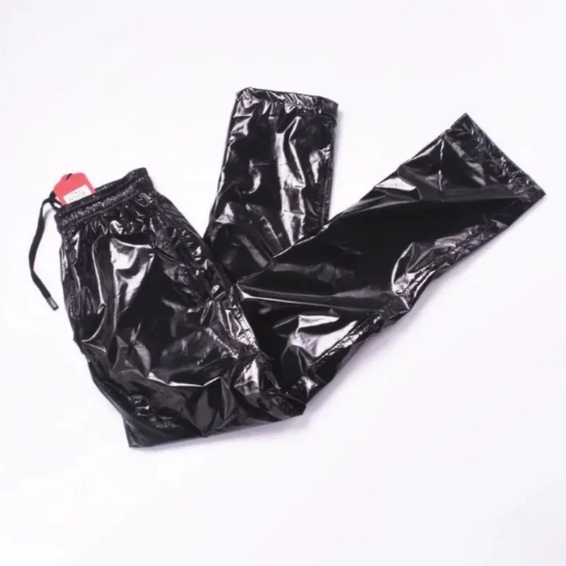 

Large size Fashion Men Black Glossy Pants Loose High Waist Hip Hop Trousers Couple Street Dancing Night Club Stage Costumes