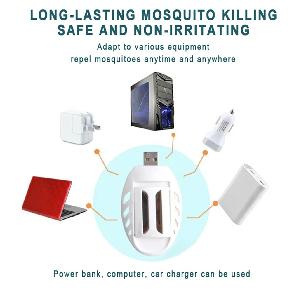 Assassino do Mosquito USB portátil, nenhum tóxico, comprimido perfumado, repelente de incenso elétrico, melhorar o sono, casa, quarto, verão