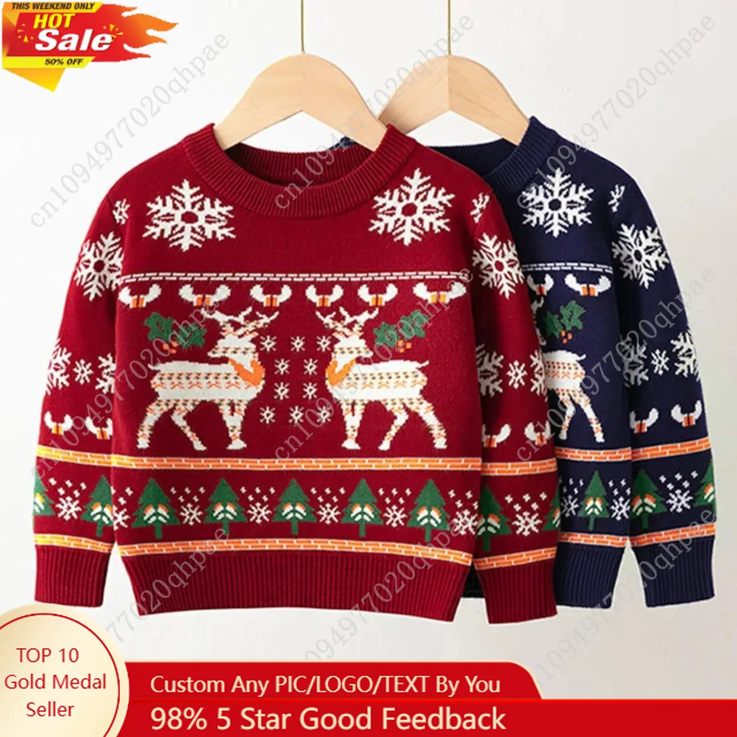 عيد الميلاد الاطفال سترة الأطفال القطن الدافئة تريكو الخريف الفتيان الفتيات الكرتون طباعة البلوز طفل الملابس الشتوية 2-6 سنوات #1