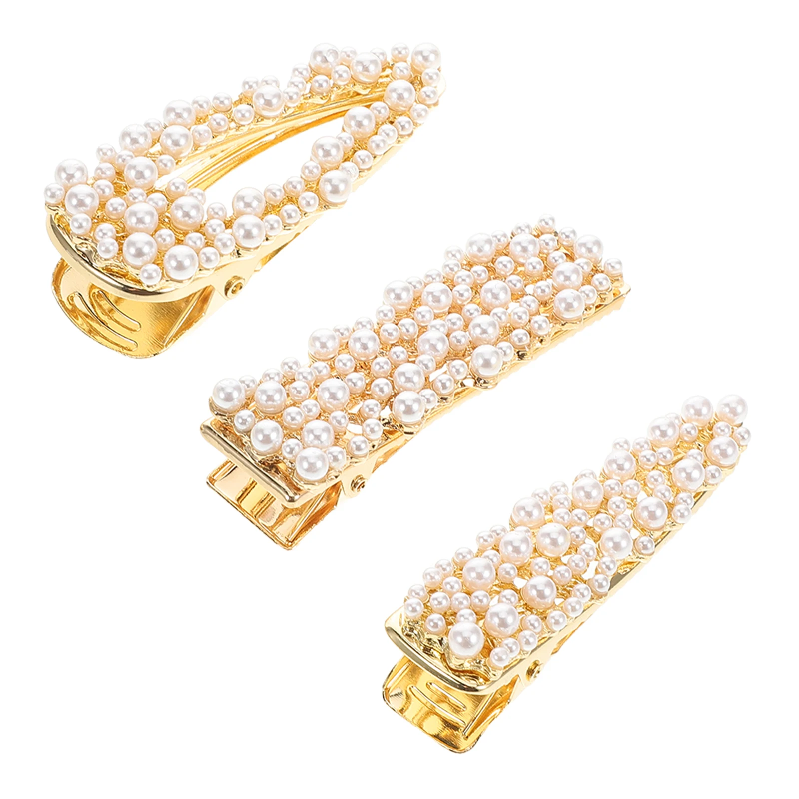 

3 Pcs Pearl Duckbill Clip High Gloss Resin Fashion Hairpin Crystal Claw Elegant Ladies Clips French Barrettes Wedding Party