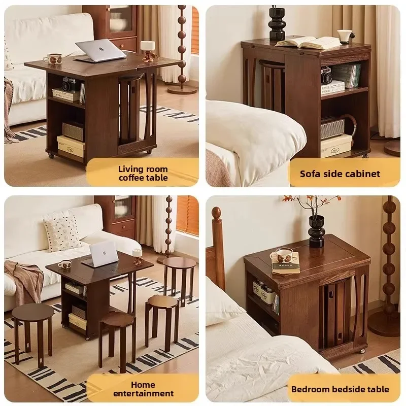 Tavolino da caffè tavolino pieghevole rimovibile tavolo carrello divano armadietto laterale