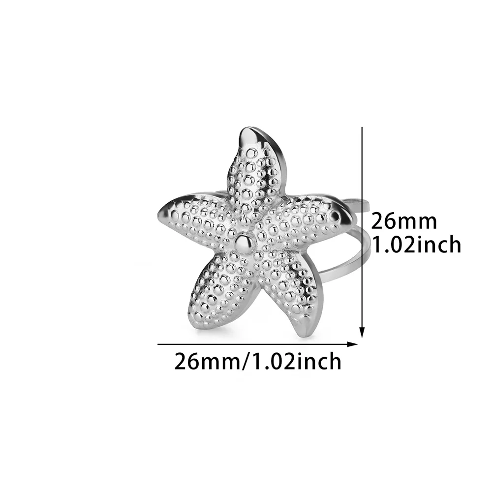 Summer Starfish Rings for Women Girls Opening Stainless Steel Ring 2025 Trend Female Beach Jewelry Daily Accessories anillos