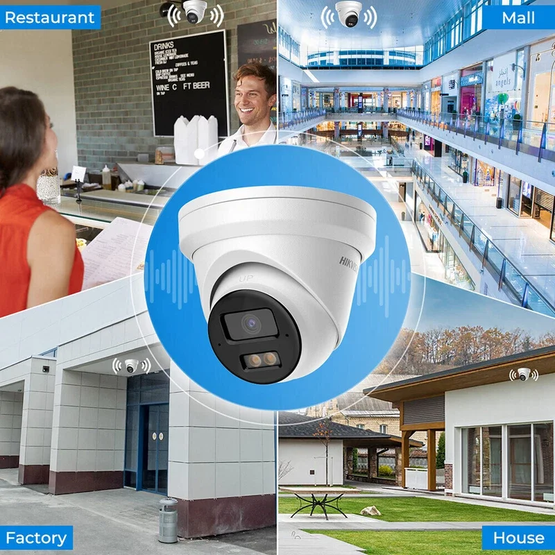 كاميرا Hikvision 4K 8MP IP DS-2CD2383G2-LI2U/SRB مصفوفة ضوء هجينة ذكية وميكروفون ومكبر صوت برج Acusense تحذير الضوء الأحمر والأزرق #2