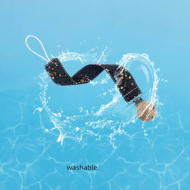 J15U Del Bambino Ciuccio Catena Clip Cura Massaggiagengive Succhietto Titolare Catena Cotone Clip Legno FAI DA TE