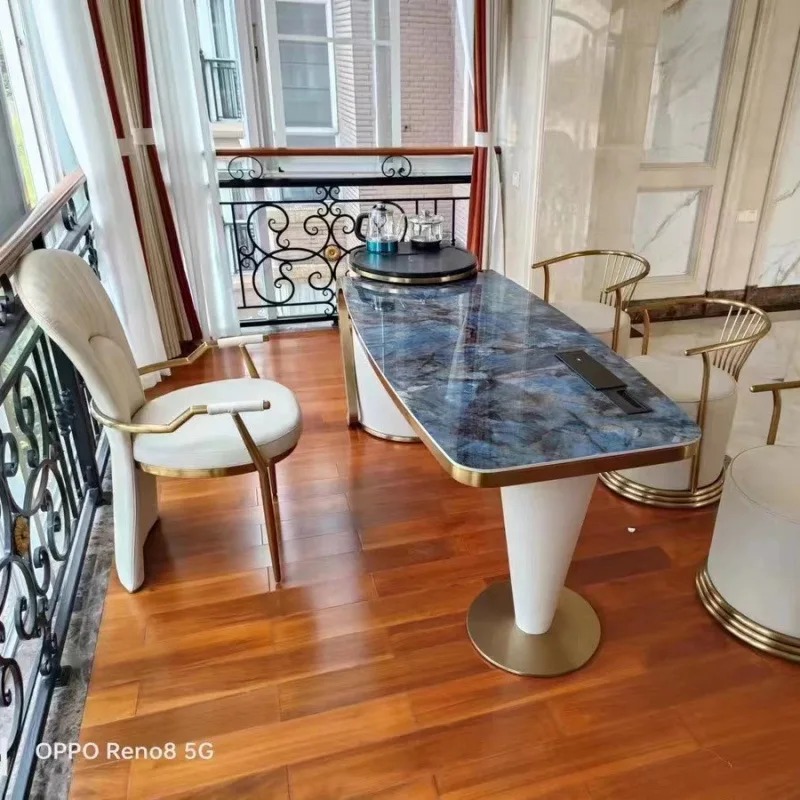 Light luxury slate tea table tea table A complete set of modern simple designer style home high-end