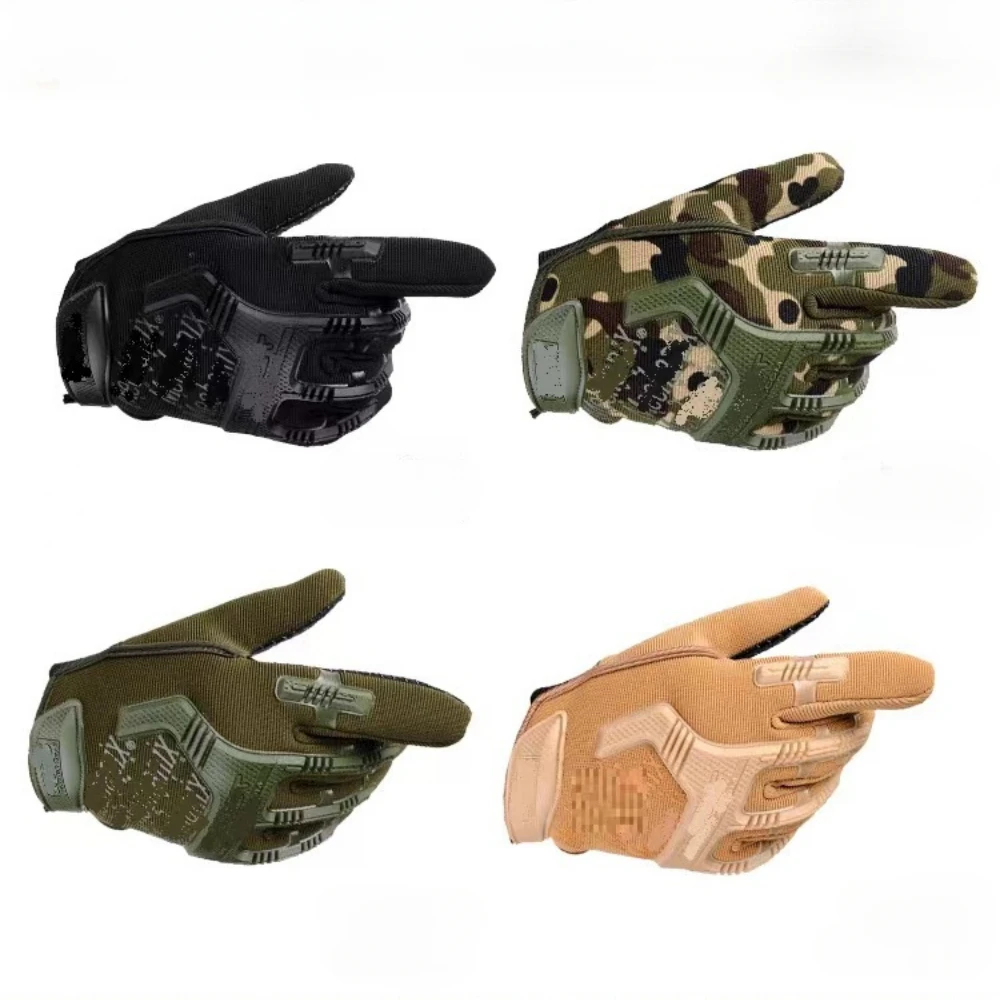 Guantes tácticos medio dedo Paintball Airsoft tiro combate antideslizante hombres bicicleta guantes de dedo completo equipo de protección
