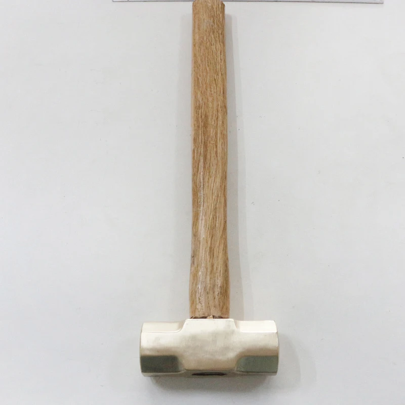 0.5/1/2P Copper Hammer with Wooden Handle Multi-functional Octagonal Copper Hammer Construction Tool Geology Work Tools