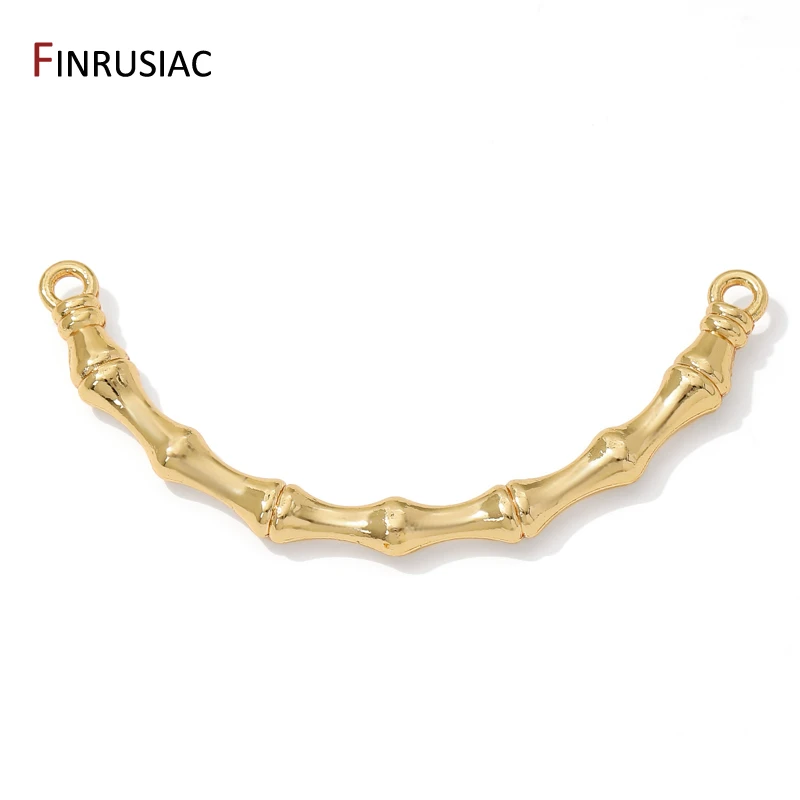 14/18K Gold Plated Brass Bamboo Shape Branch Half Bracelet Connecting,Rod Hooks Connector For DIY Jewelry Making Accessories