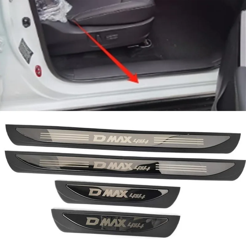 4PCS ABS Stainless Steel For Isuzu D Max 4x4 D-max DMax 2021-2023 Car Accessories Auto Door Sill Pedal Welcome Scuff Plate Cover