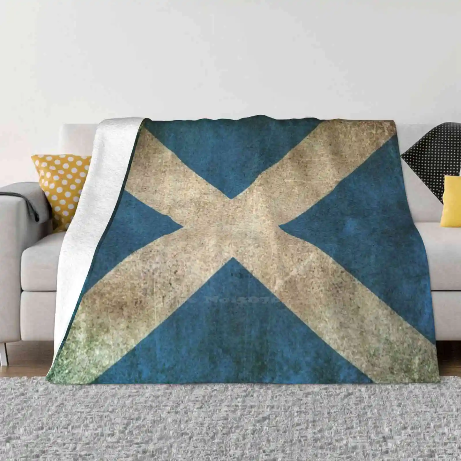 Old And Worn Distressed Vintage Flag Of Scotland Fashion Soft Warm Throw Blanket Vintage Scottish Flag Old Scottish Flag Aged