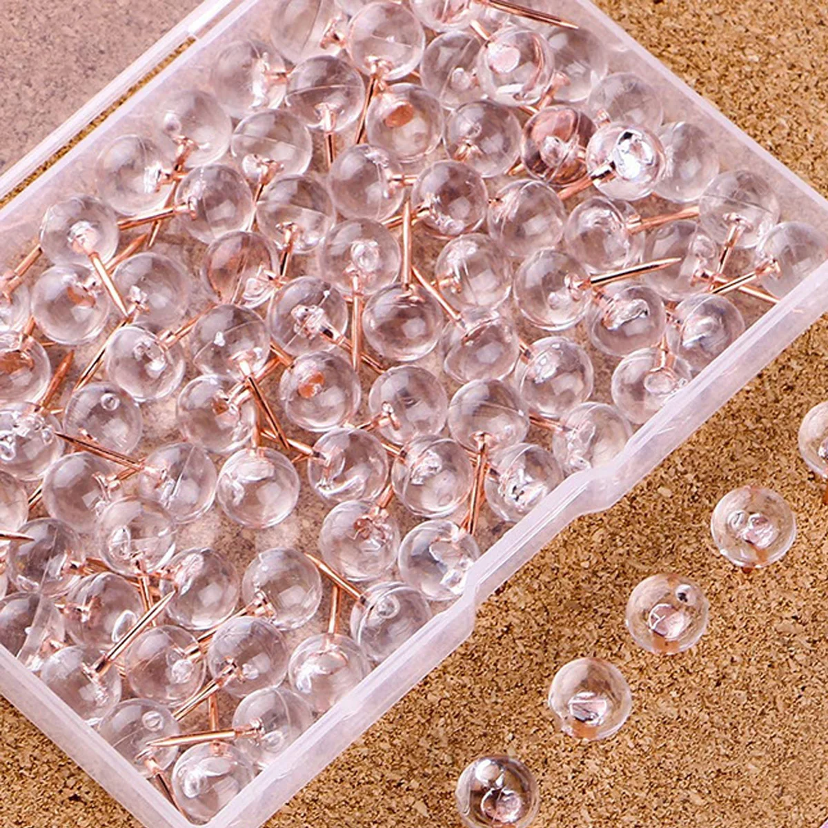 20pcs Transparent Sphericity Push Pins Eco-Friendly Photo Wall Tacks for Postcard Decoration Home Office School Bulletin Board